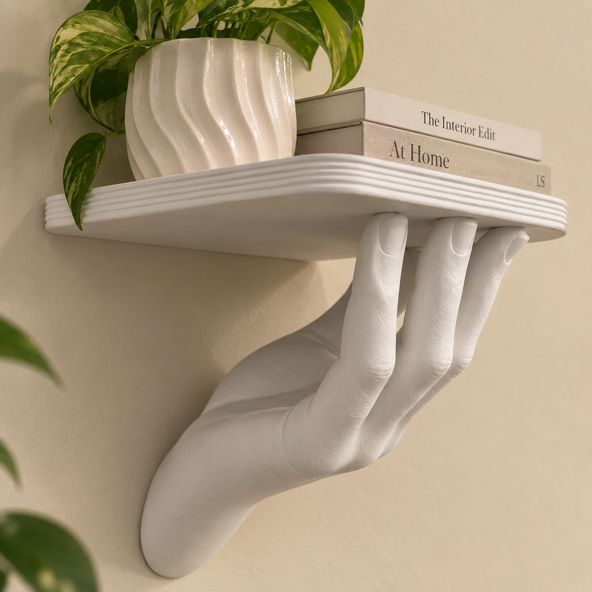 Hand Shaped Floating Wall Shelf | Decorative Wall Mounted Display Shelf | Home Decor