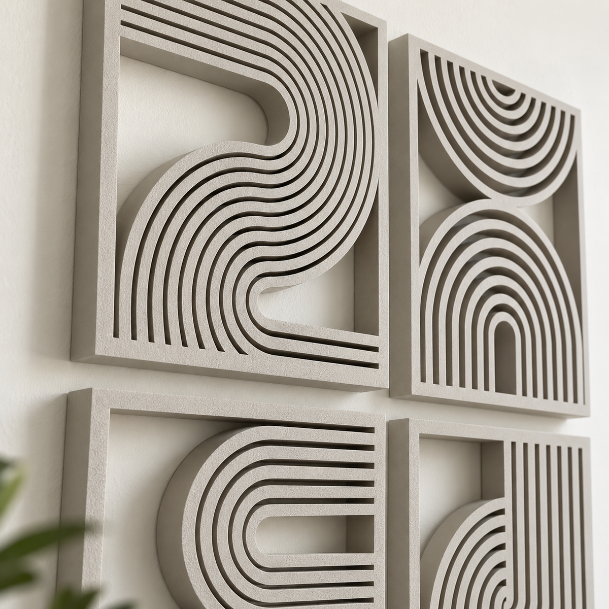 Modern Abstract Wall Decor | Geometric Line Art Wall Panels | Decorative Home Wall Art