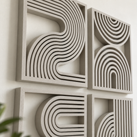 Modern Abstract Wall Decor | Geometric Line Art Wall Panels | Decorative Home Wall Art