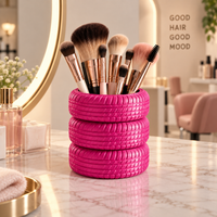 Car Tyre Makeup Brush Holder | Black Desk Organizer