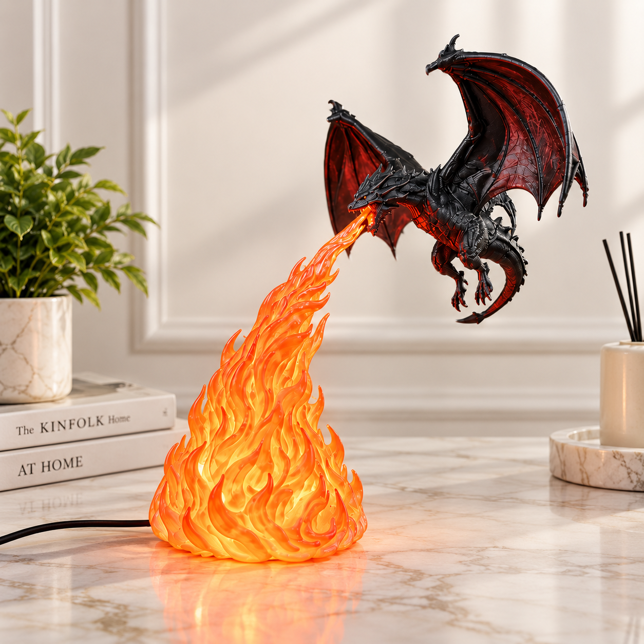 3D Dragon Flame Lamp | LED Dragon Night Light with Fire Effect | Fantasy Decor Lamp