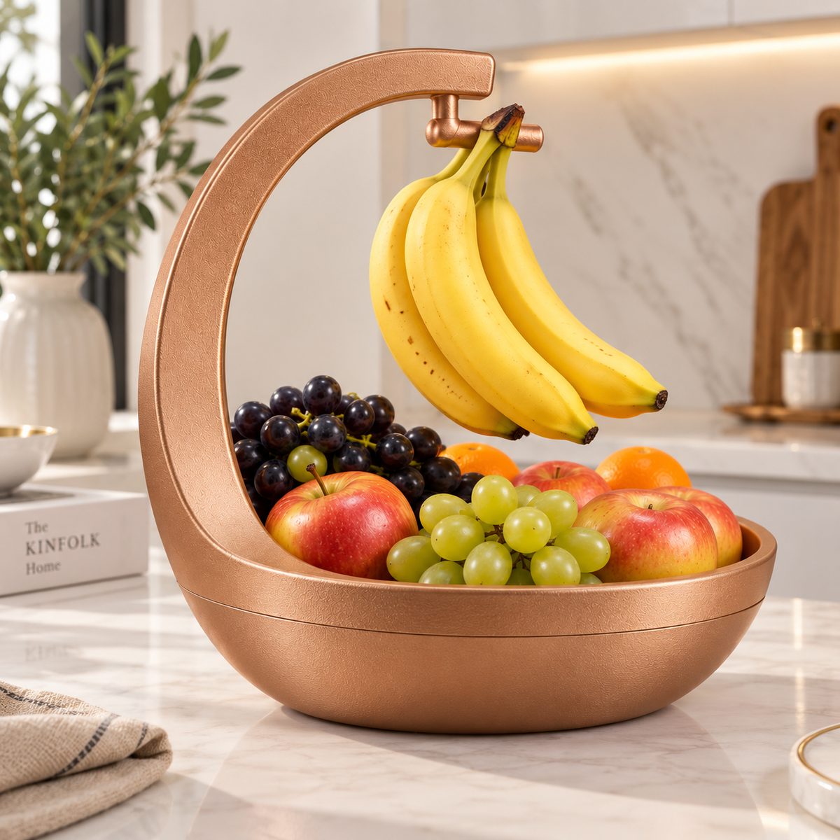 Banana Holder with Fruit Bowl | Hanging Banana Stand & Multi-Purpose Fruit Storage Basket