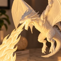 3D Dragon Flame Lamp | LED Dragon Night Light with Fire Effect | Fantasy Decor Lamp