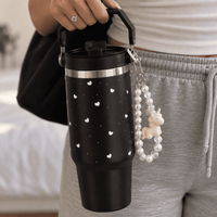 Aesthetic Heart Print Stainless Steel Tumbler with RANDOM DESIGN Charm