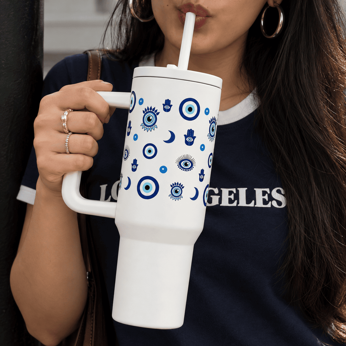 Good Vibes Only Tumbler – Evil Eye Designed Tumbler-White