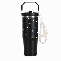 Aesthetic Heart Print Stainless Steel Tumbler with RANDOM DESIGN Charm