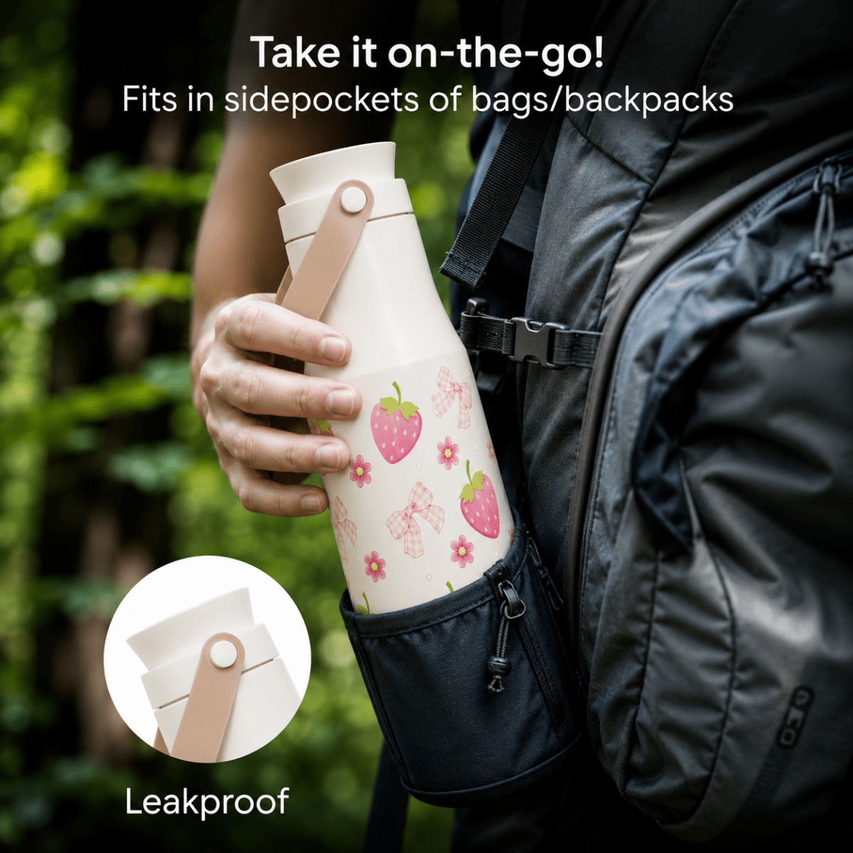 Berry Bow Bottle — Leakproof & Insulated 500 ML - Memories InsiteBERRY BOW BOTTLE MILK WHITE 500 ML