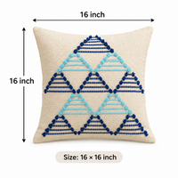 Blue Pattern Embroidered Cushion Covers for Sofa & Bed – Set of 2