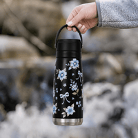Midnight Bloom Bottle — Leakproof & Insulated - Memories InsiteMIDNIGHT BLOOM BOTTLE -650 ML BLACK