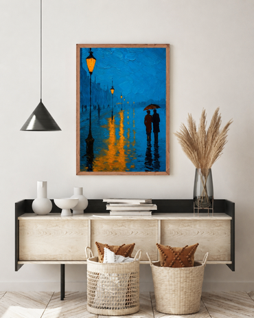 Romantic Rain Street Canvas Wall Art