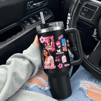 Personalized Tumbler with Straw & Handle – Custom Photo With Name