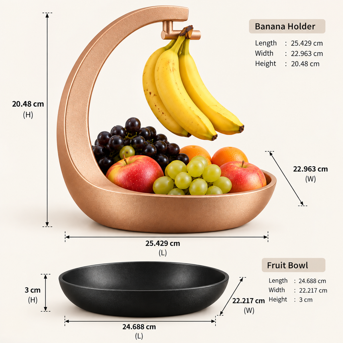 Banana Holder with Fruit Bowl | Hanging Banana Stand & Multi-Purpose Fruit Storage Basket