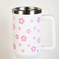 Pink Daisy Stainless Steel Tumbler with Charm |