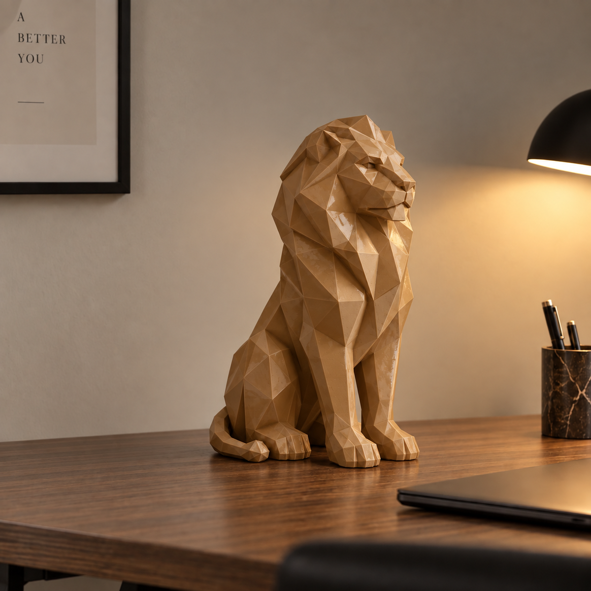 Geometric Lion Statue for Home Decor | Modern Decorative Animal Showpiece