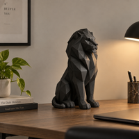 Geometric Lion Statue for Home Decor | Modern Decorative Animal Showpiece