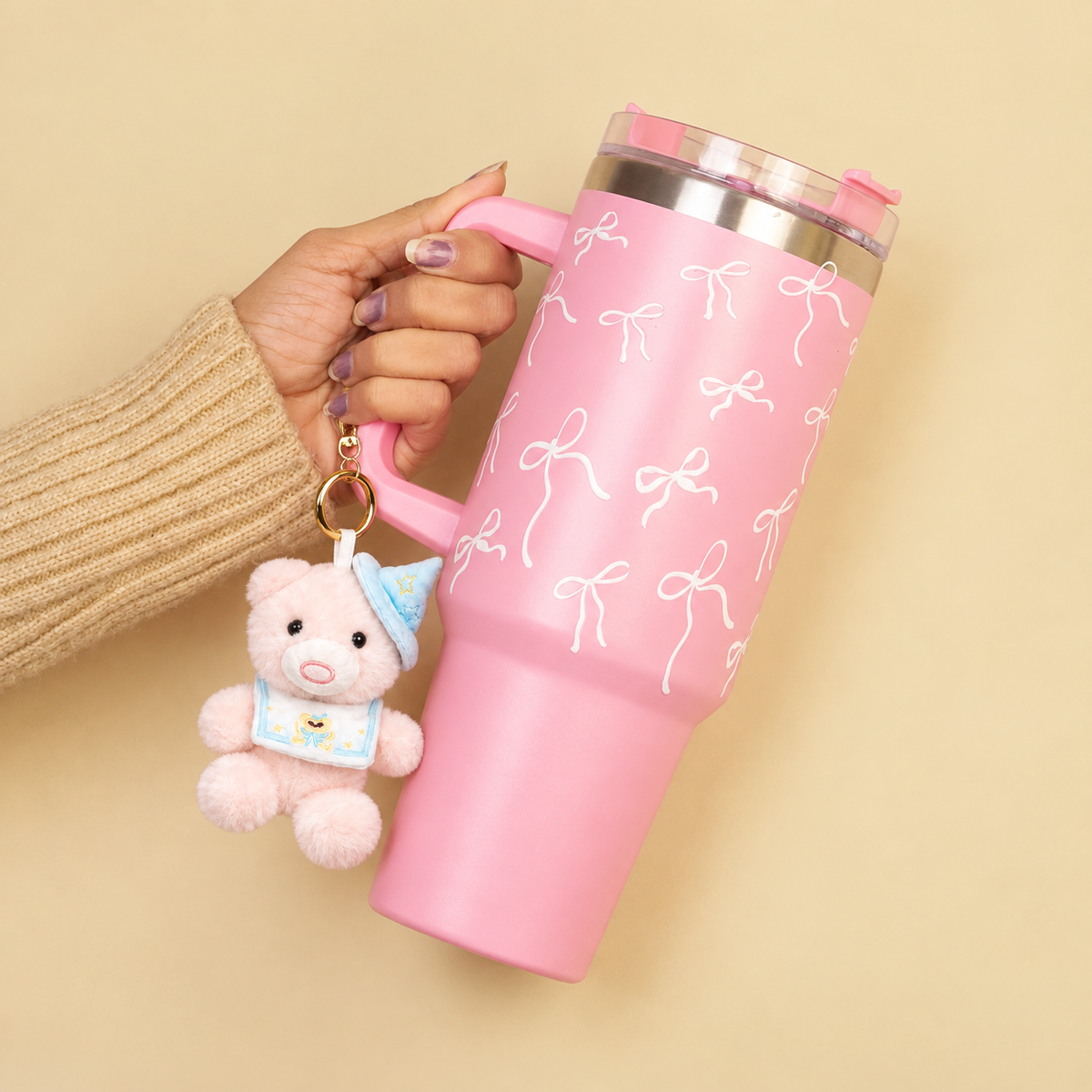 Pink Insulated Tumbler with Handle & Straw
