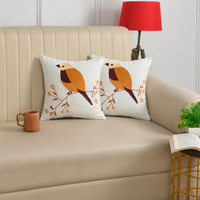 Bird Embroidered Cushion Covers for Sofa & Bed – Set of 2