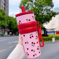 Cherry Blossom Stainless Steel Insulated Tumbler with Straw & Carry Loop