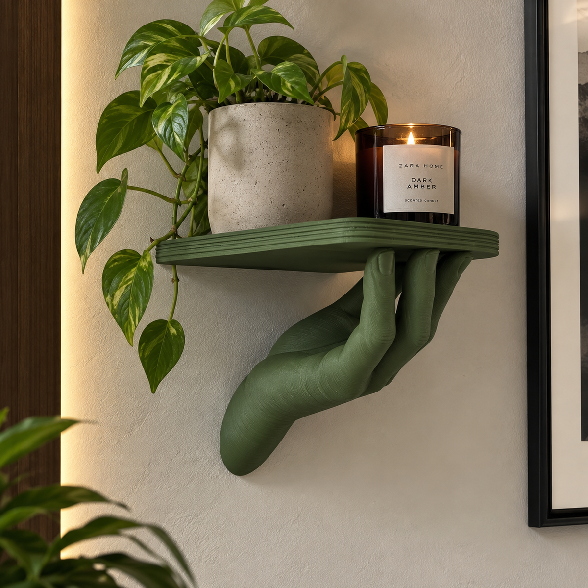 Hand Shaped Floating Wall Shelf | Decorative Wall Mounted Display Shelf | Home Decor