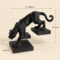 Black Panther Statue | Crouching Panther Figurine | Animal Sculpture for Home & Office Decor