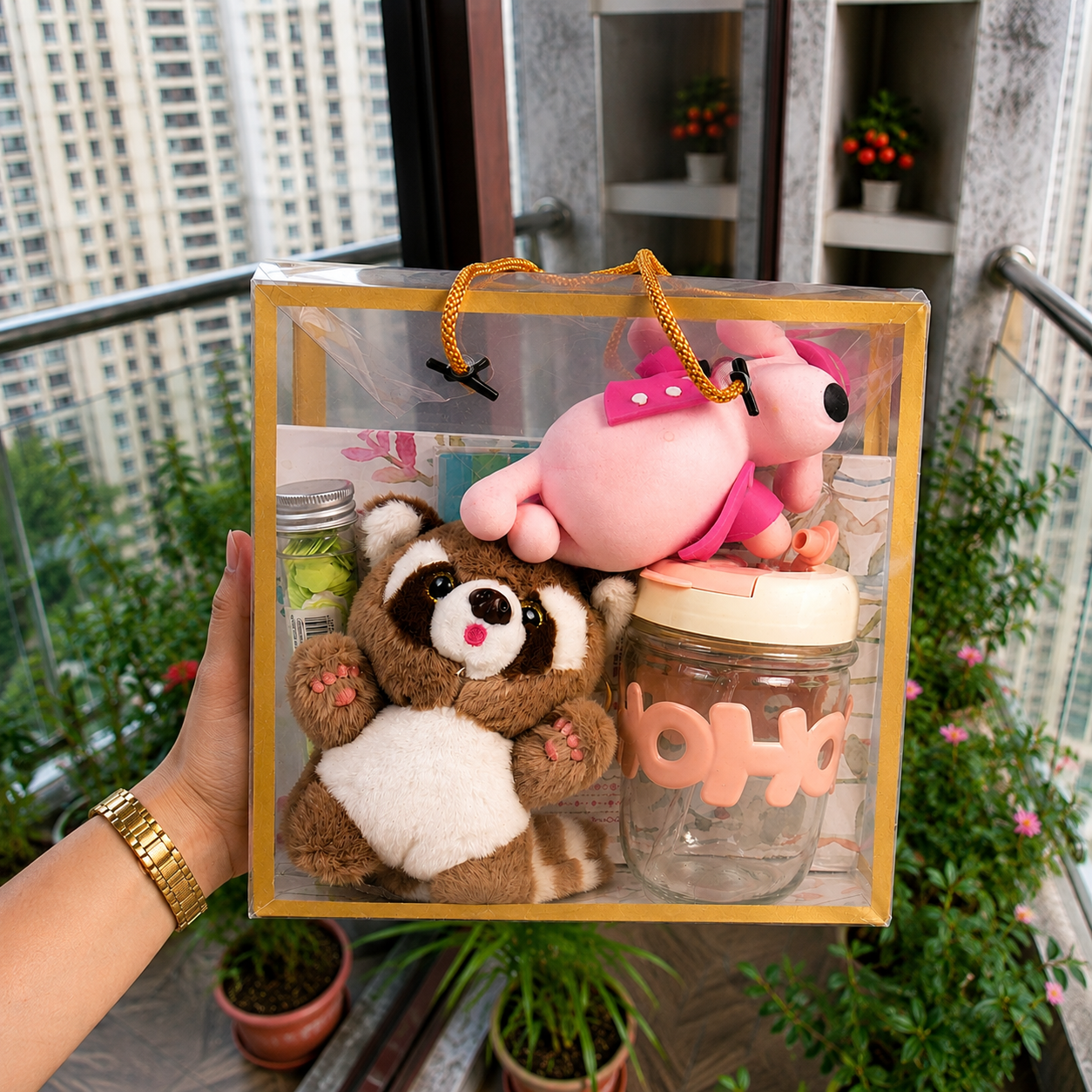 Cute Teddy bear and silicone night lamp Hamper for GIFTS
