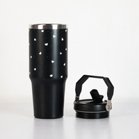 Aesthetic Heart Print Stainless Steel Tumbler with RANDOM DESIGN Charm