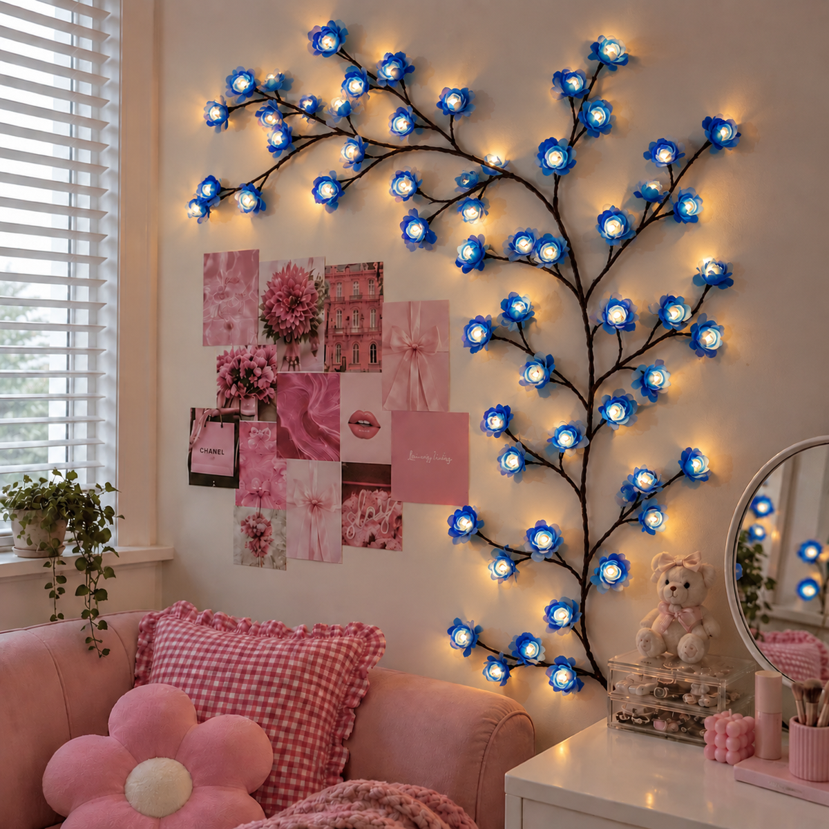 MEMORIES INSITE® BLUE ROSE TREE BRANCH WALL LIGHT