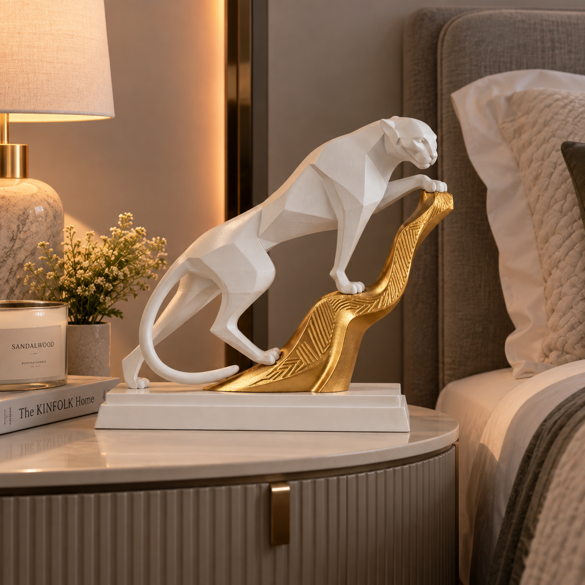 Panther Decorative Statue | Modern Animal Sculpture for Home & Office Decor