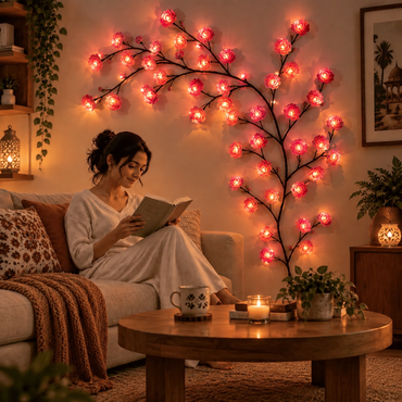 MEMORIES INSITE® PINK ROSE TREE BRANCH WALL LIGHT
