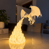 3D Dragon Flame Lamp | LED Dragon Night Light with Fire Effect | Fantasy Decor Lamp