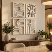 Modern Abstract Wall Decor | Geometric Line Art Wall Panels | Decorative Home Wall Art