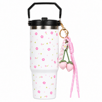 Floral Print Tumble Handle, Lid & Straw