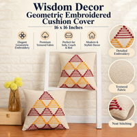 Red and Orange  Pattern Embroidered Cushion Covers for Sofa & Bed – Set of 2