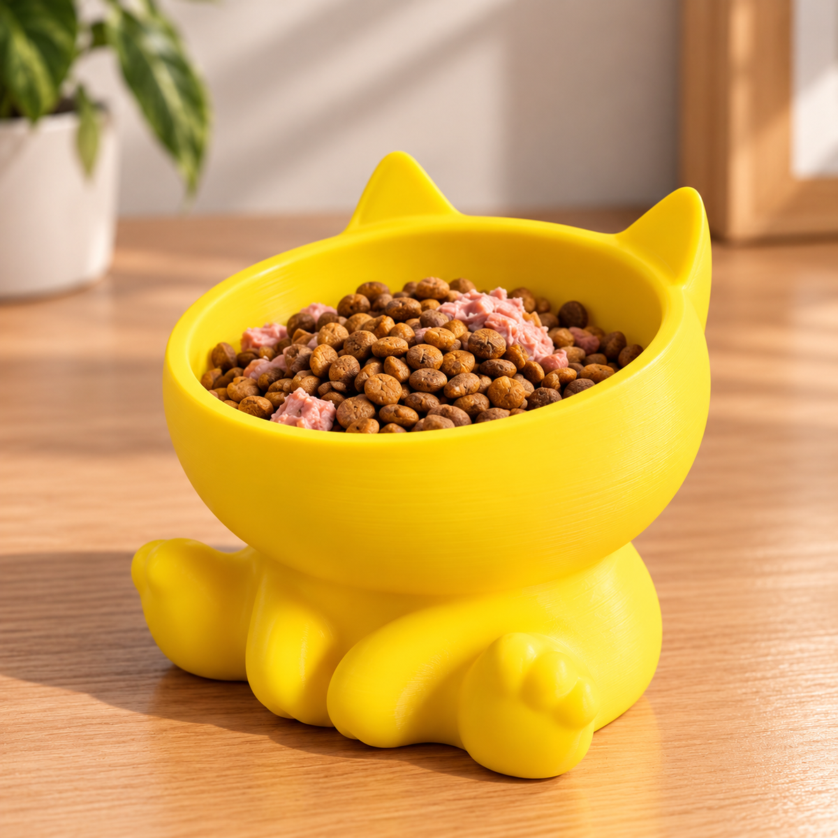 Cute Cat Shape Pet Food Bowl, Adorable Kitty Design Feeding Bowl for Cats and Small Dogs, Decorative Pet Food & Water Bowl