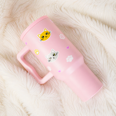 Blush Pink with kitty Design Insulated Tumbler