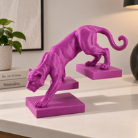 Black Panther Statue | Crouching Panther Figurine | Animal Sculpture for Home & Office Decor