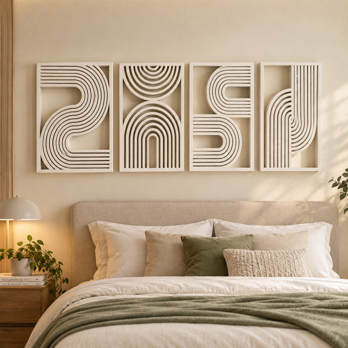 Modern Abstract Wall Decor | Geometric Line Art Wall Panels | Decorative Home Wall Art