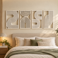 Modern Abstract Wall Decor | Geometric Line Art Wall Panels | Decorative Home Wall Art