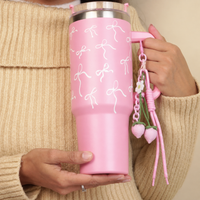 Personalized Pink Insulated Tumbler with Handle & Straw