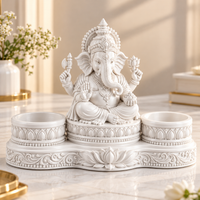 Lord Ganesh Idol with Dual Diya Holders | Intricate Spiritual Home Décor | Pooja Mandir Showpiece
