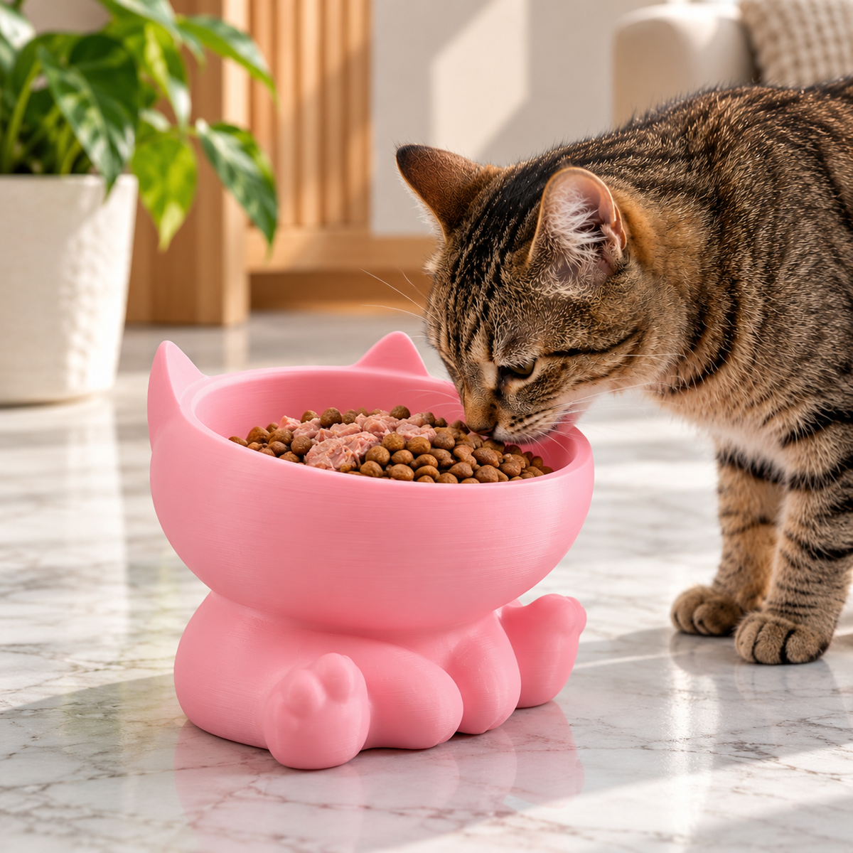 Cute Cat Shape Pet Food Bowl, Adorable Kitty Design Feeding Bowl for Cats and Small Dogs, Decorative Pet Food & Water Bowl
