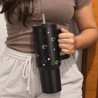 Moon & Stars Stainless Steel Tumbler with Handle | 40oz Insulated Travel Mug