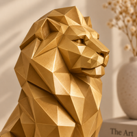 Geometric Lion Statue for Home Decor | Modern Decorative Animal Showpiece