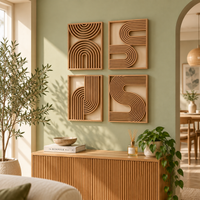 Modern Abstract Wall Decor | Geometric Line Art Wall Panels | Decorative Home Wall Art