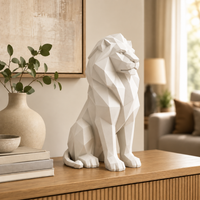 Geometric Lion Statue for Home Decor | Modern Decorative Animal Showpiece