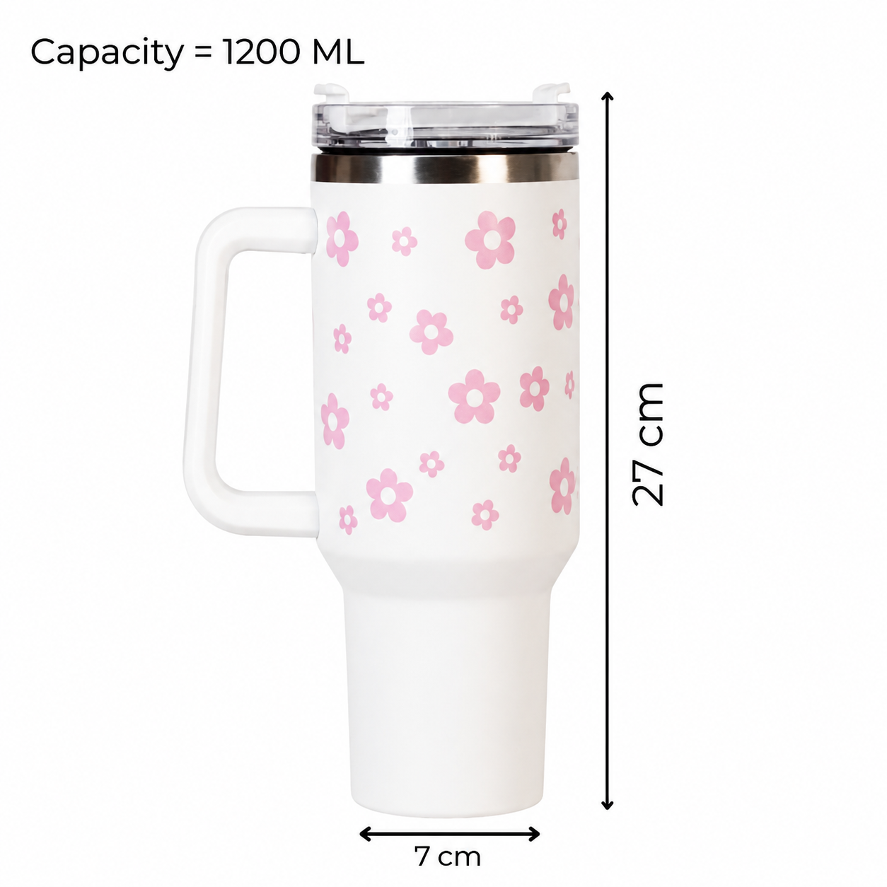 Pink Daisy Stainless Steel Tumbler with Charm |