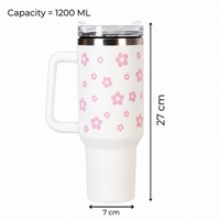 Pink Daisy Stainless Steel Tumbler with Charm |