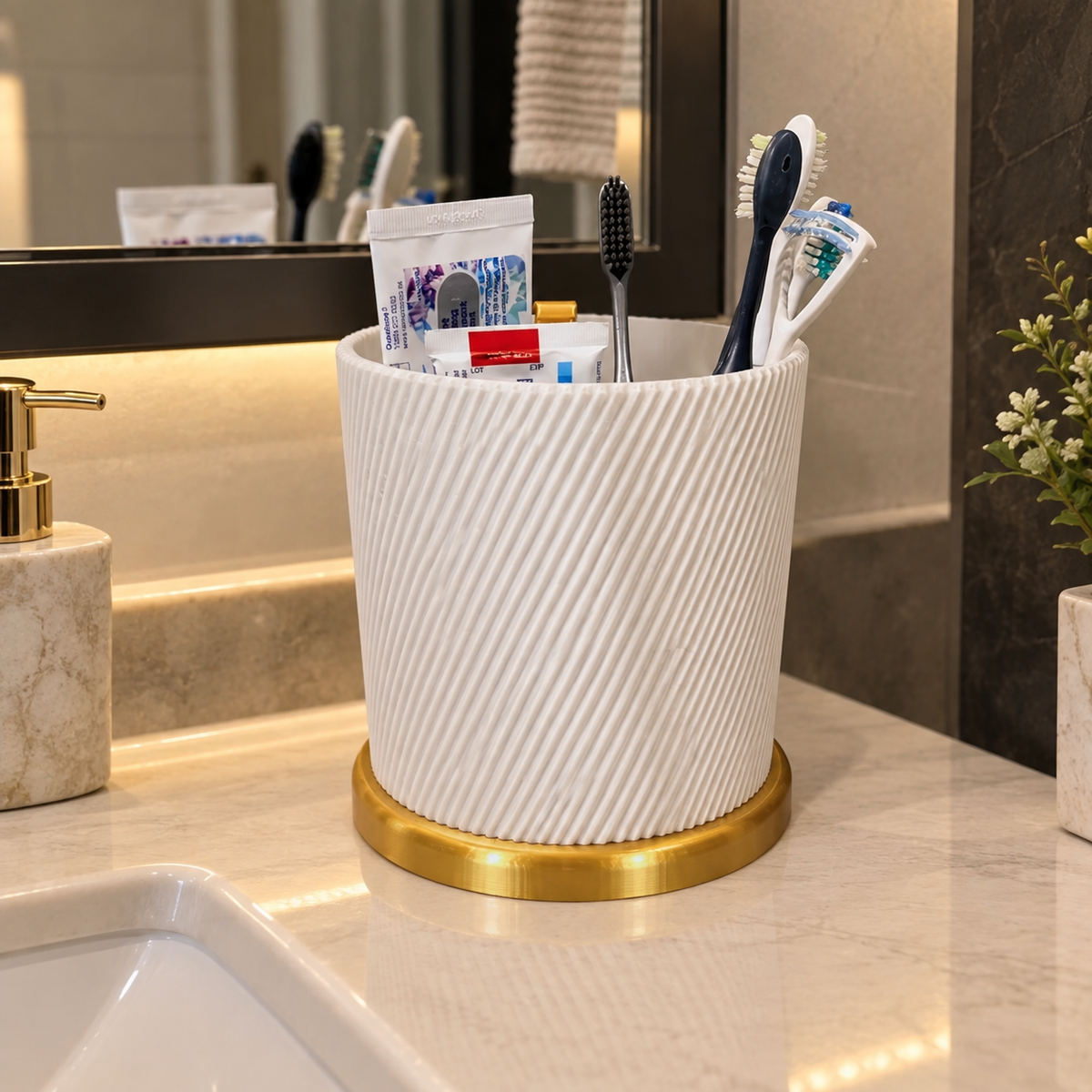 Rotating Bathroom Organizer | Multi-Purpose Toothbrush, Cosmetic & Countertop Storage Holder