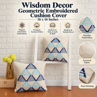 Blue Pattern Embroidered Cushion Covers for Sofa & Bed – Set of 2