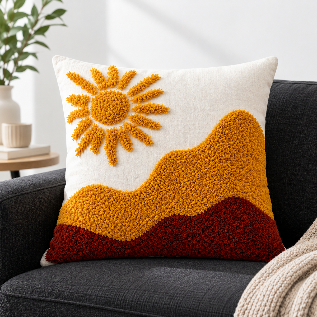 Sunshine Tufted Cushion Covers – Set of 2, 16 × 16 Inch